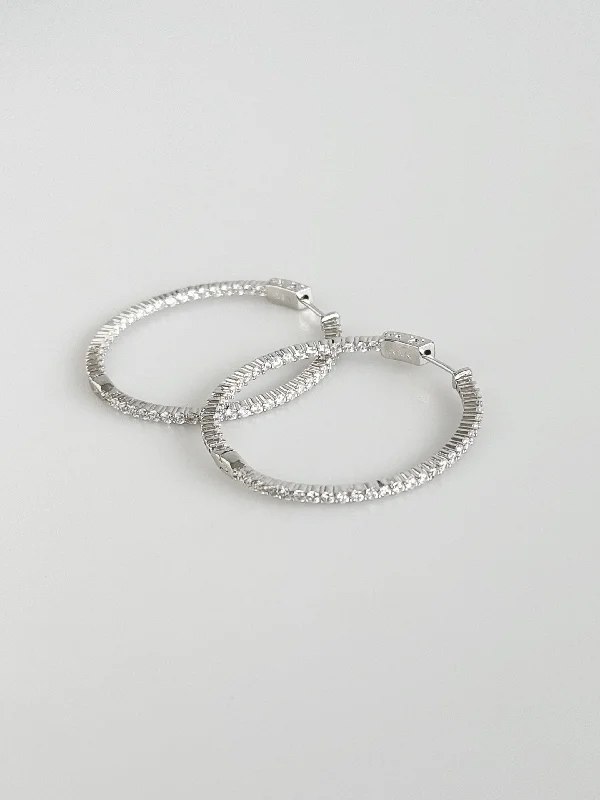 Double Vision 1.75" 2MM Eternity Hoop Earrings