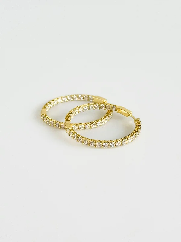 Double Vision 1.5" 3MM Eternity Hoop Earrings