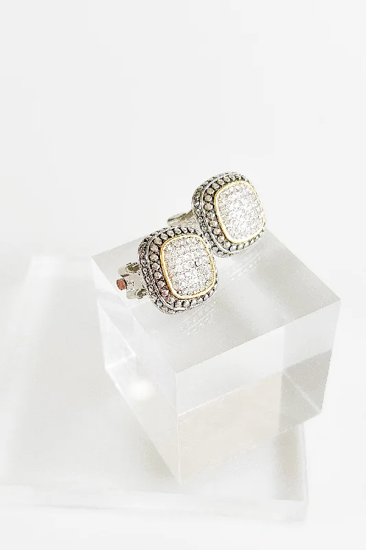 Micropave & Cable Square Earrings