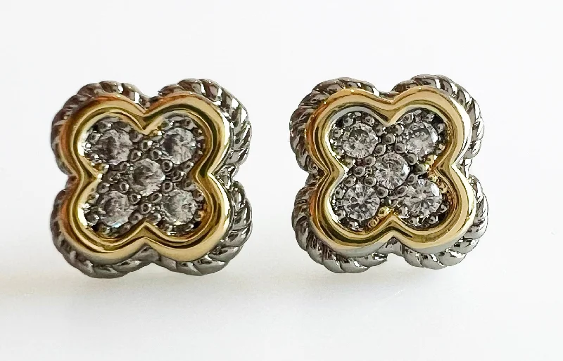 CZ Quatrefoil Stud Earring