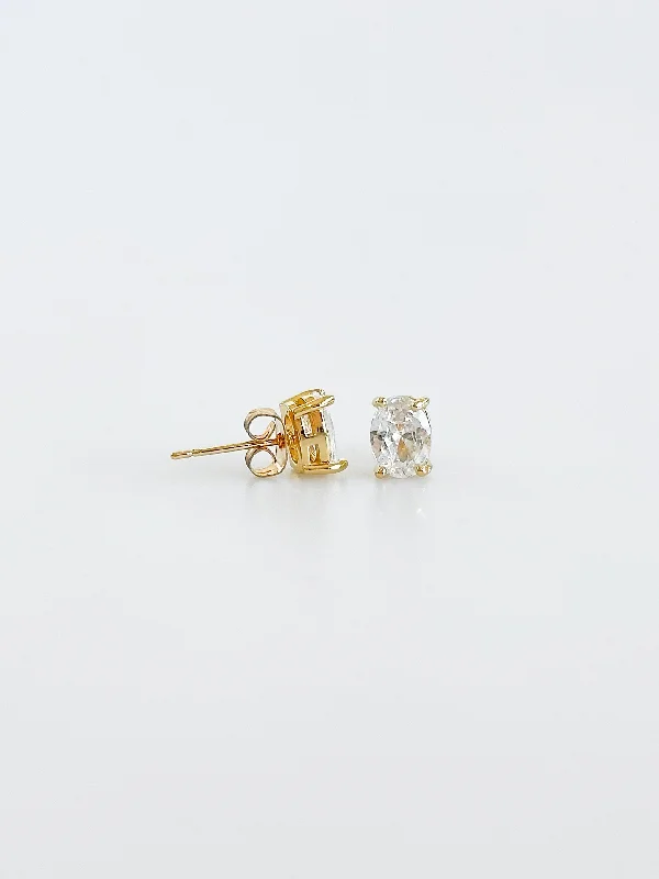 CZ Clear Oval Stud Earrings