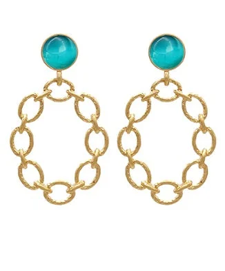 Gem Stud Drop Earrings - Turquoise