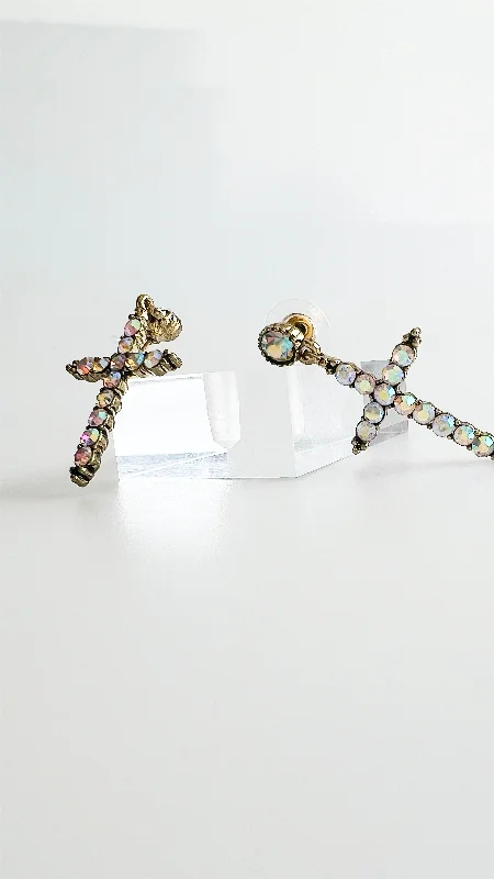 Holographic Cross Dangle Earrings