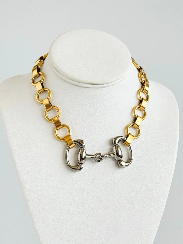 Horsebit Two Tone Chocker Necklace