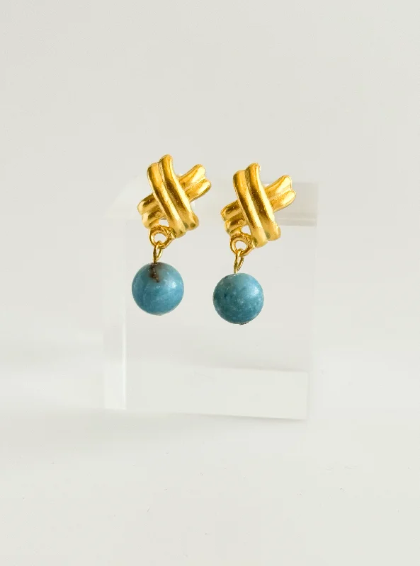 Textured X Drop Gem Earrings -  Susan Shaw