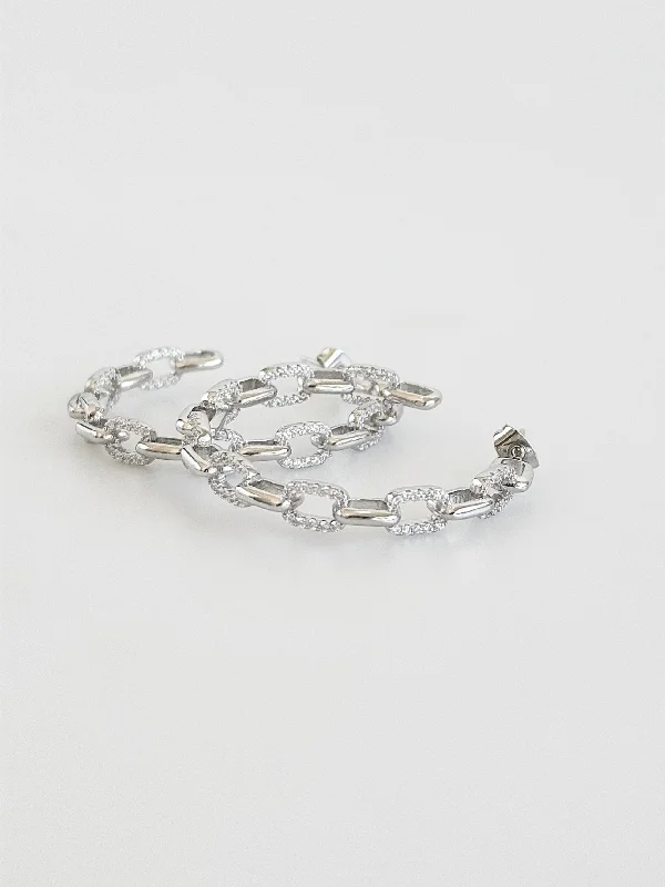 Micropave  Linked Hoop Earring