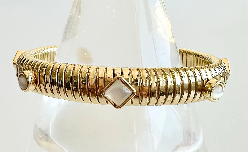 Station Open Cuff Bracelet - Pearlescent