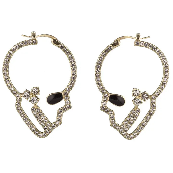 Skull Motif Hoop Earrings - Gold