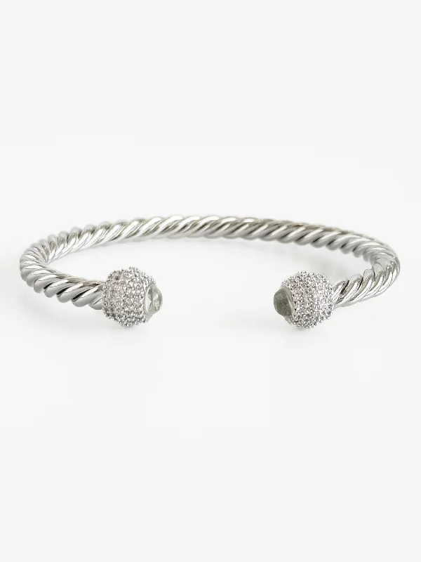 Silver Rope Clear CZ Bracelet