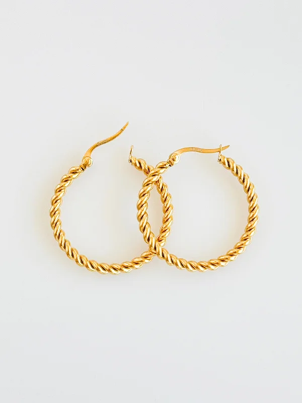 Stainless Steel  Cable Twist 3MM Hoop Earring