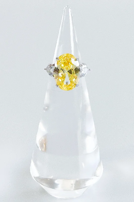 Sterling Silver Canary Chunky Oval Ring