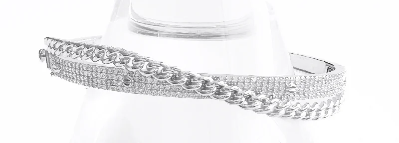 Sterling Silver Micropave & Chain Link Bracelet