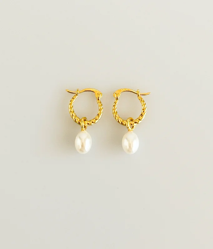 Croissant Hoop Pearl Earrings