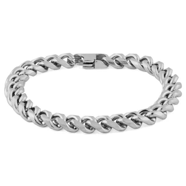 Classy Men 8mm Silver-Toned Chain Bracelet