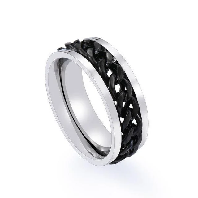 Classy Men Black Chain Band Ring