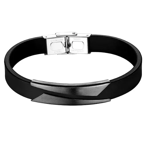 Classy Men Black Geometric Band Bracelet