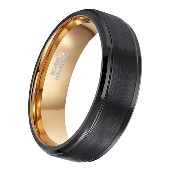 Classy Men Black & Gold Brushed Ring