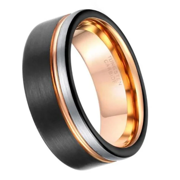 Classy Men Black & Gold Tungsten Ring