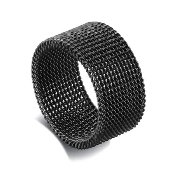 Classy Men Black Mesh Ring