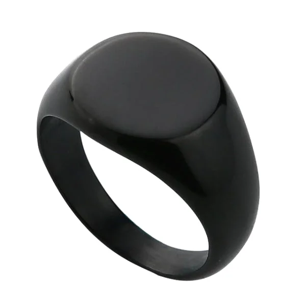 Classy Men Black Polished Pinky Ring