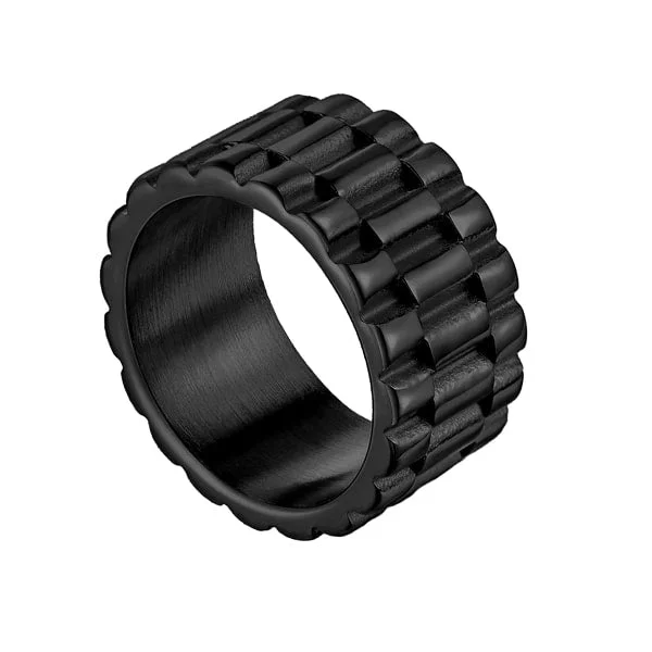 Classy Men Black Wide Band Ring