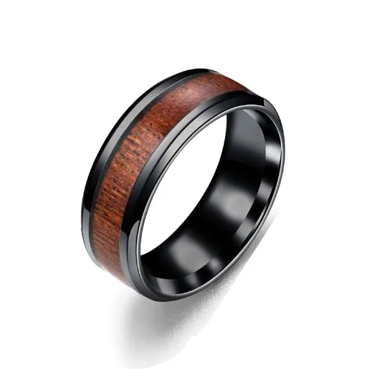 Classy Men Black Wood Inlay Ring