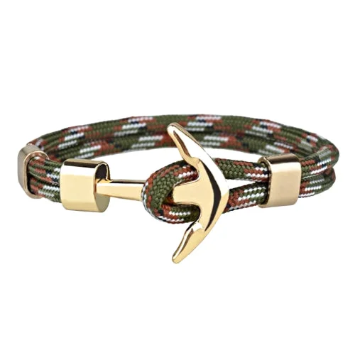 Classy Men Camouflage Gold Anchor Bracelet