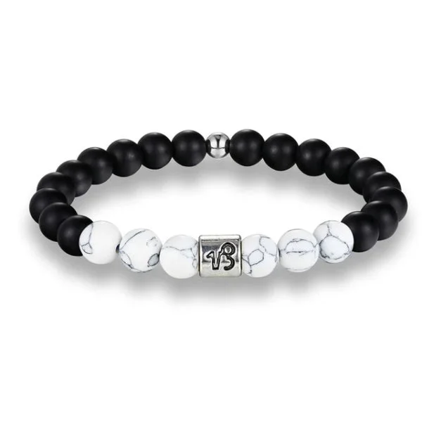 Classy Men Capricorn White Beaded Zodiac Bracelet