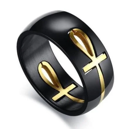 Classy Men Egyptian Black Gold Ring