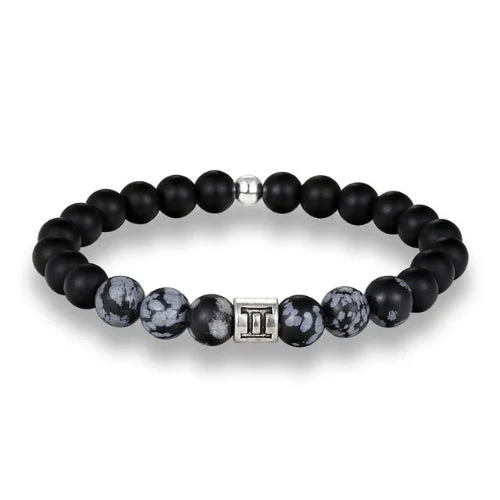 Classy Men Gemini Black Beaded Zodiac Bracelet