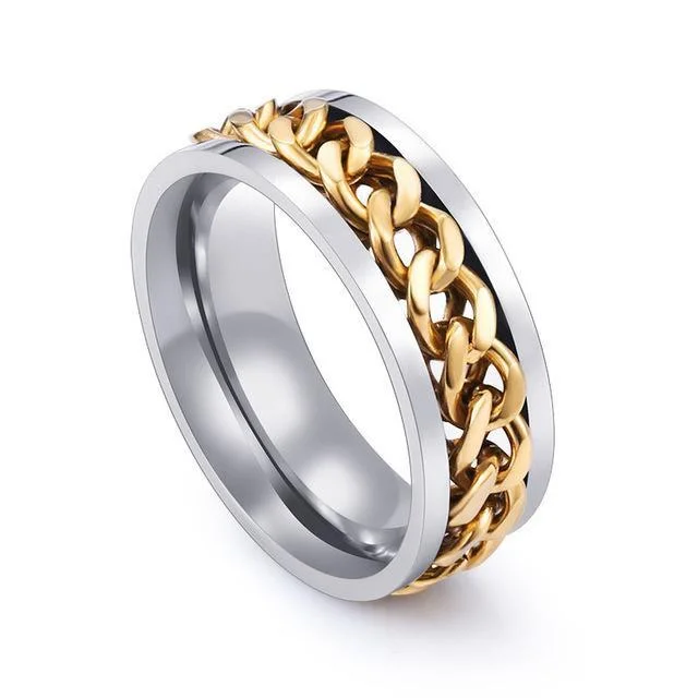 Classy Men Gold Chain Band Ring