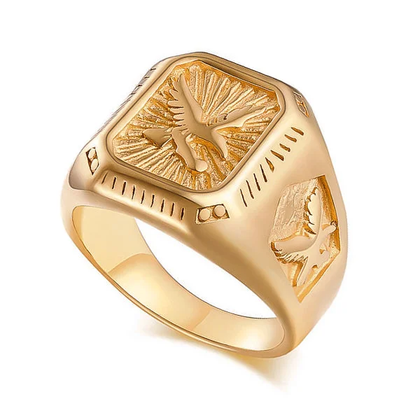 Classy Men Gold Eagle Ring