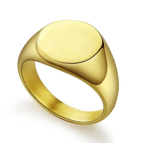 Classy Men Gold Polished Pinky Ring