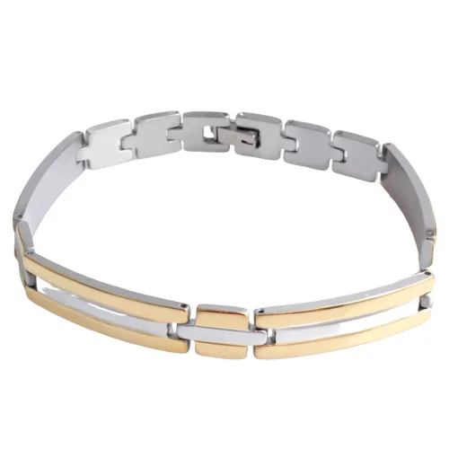 Classy Men Gold Silver Simple Steel Bracelet