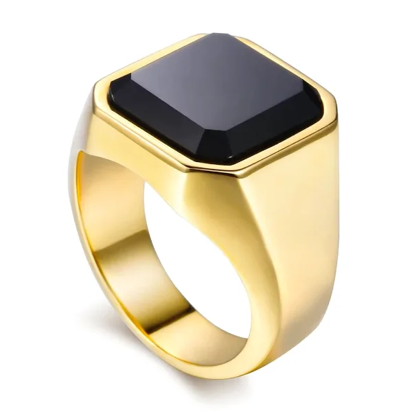 Classy Men Gold Square Signet Ring