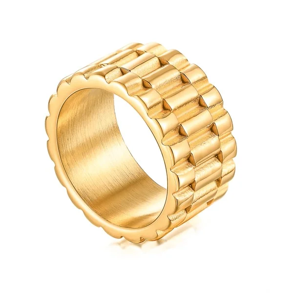 Classy Men Gold Wide Band Ring