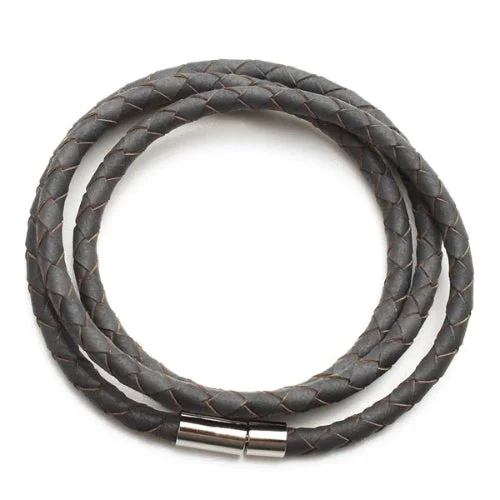 Classy Men Grey Multi-Layer Leather Bracelet