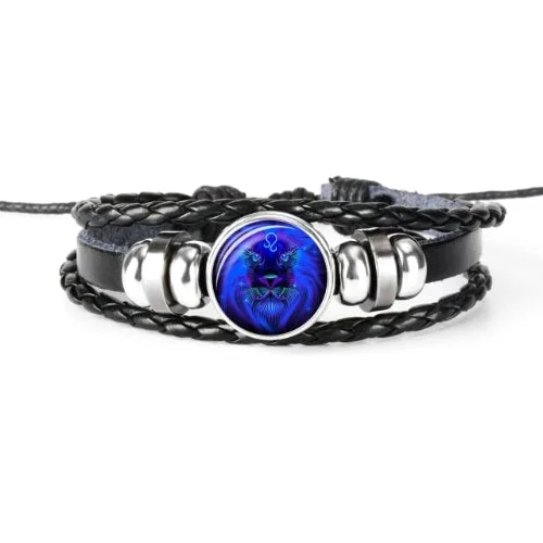 Classy Men Leo Zodiac Symbol Bracelet