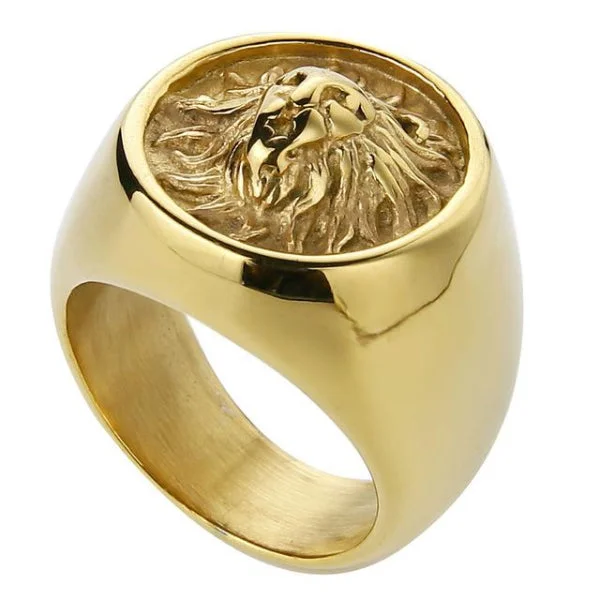 Classy Men Lion Signet Ring Gold