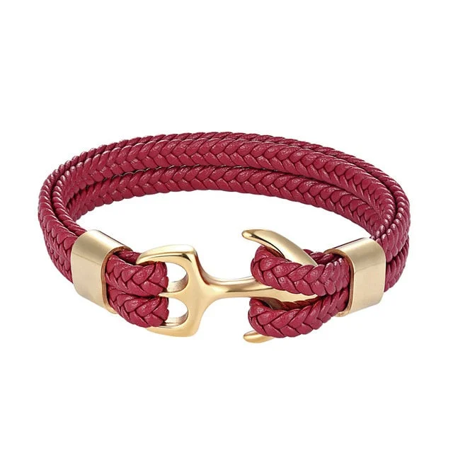 Classy Men Red & Gold Anchor Bracelet