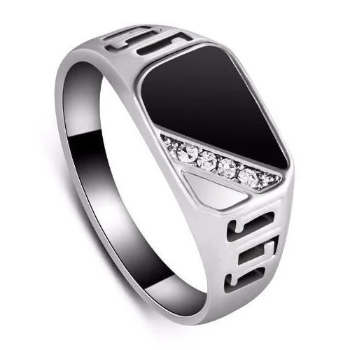 Classy Men Silver/Diamond Ring