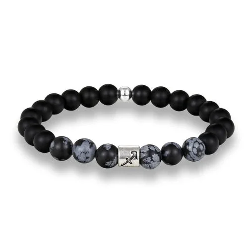 Classy Men Sagittarius Black Beaded Zodiac Bracelet