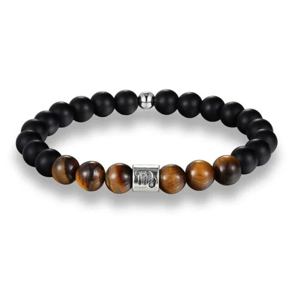 Classy Men Scorpio Brown Beaded Zodiac Bracelet