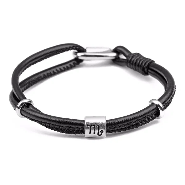 Classy Men Scorpio Zodiac Leather Bracelet