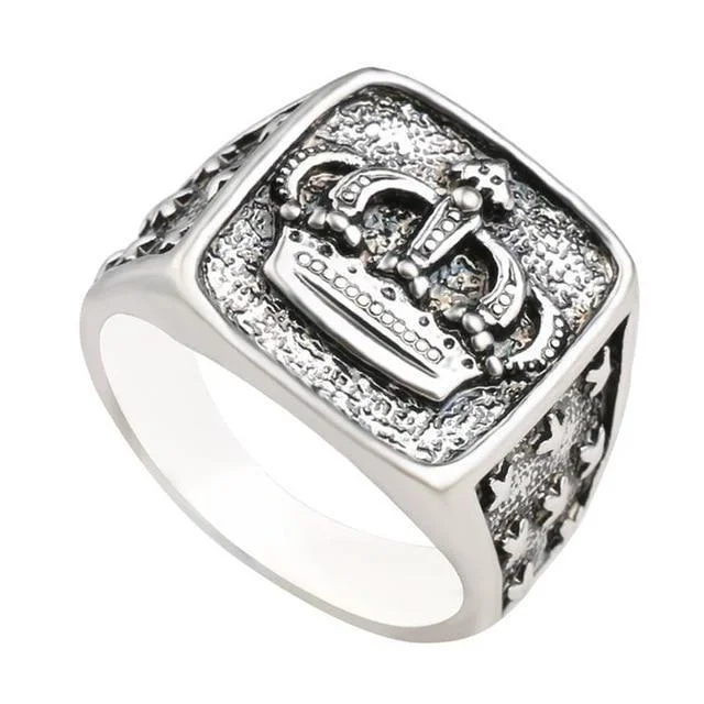 Classy Men Silver Crown Ring