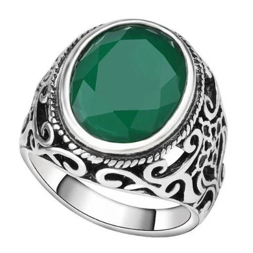 Classy Men Silver Jade Ring