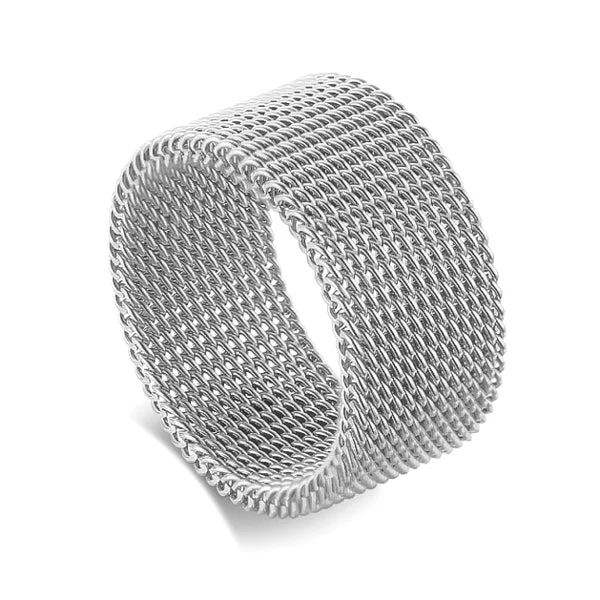 Classy Men Silver Mesh Ring