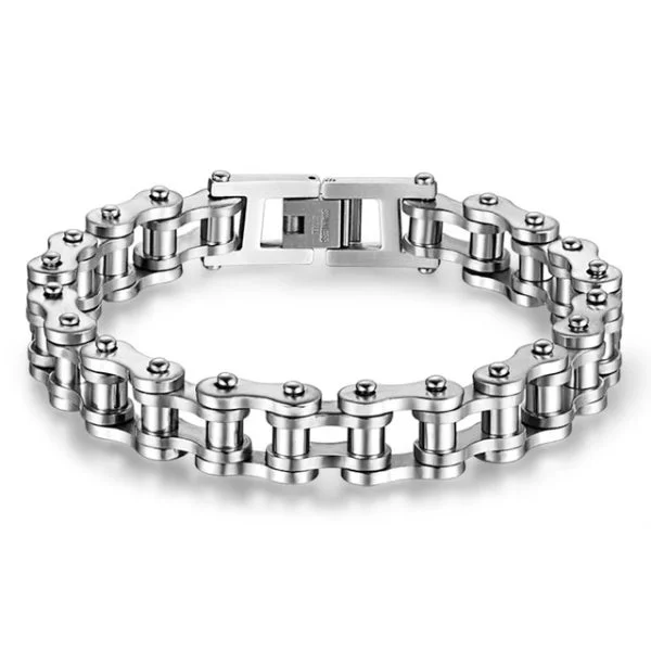 Classy Men Silver Steel Biker Chain Bracelet