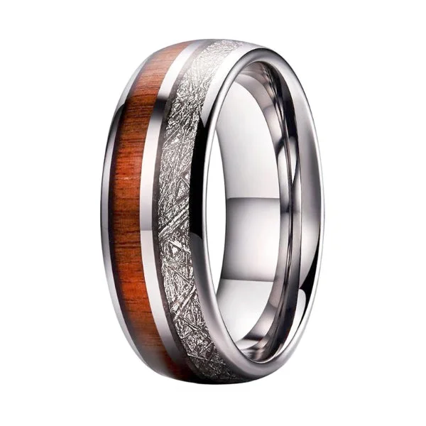 Classy Men Silver Twin Wood Ring