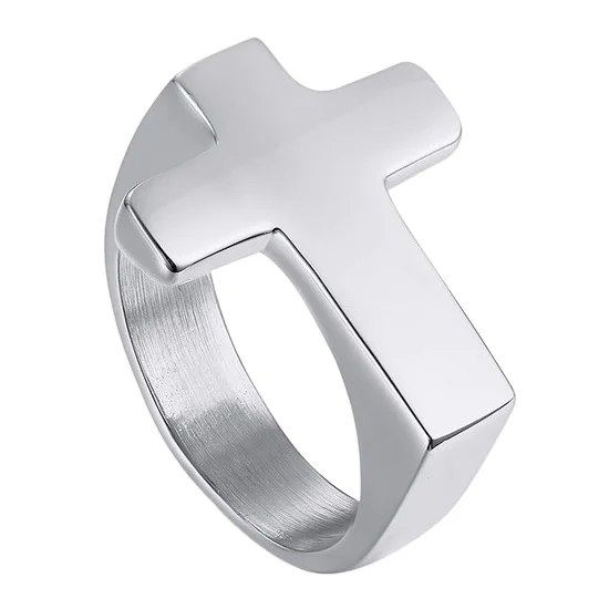 Classy Men Simple Silver Cross Ring